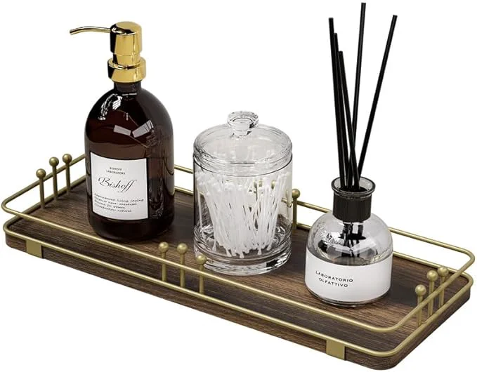 Contemporary Bathroom Vanity Tray for Countertop Toiletries Perfume Makeup Soap Dispenser Relaxed