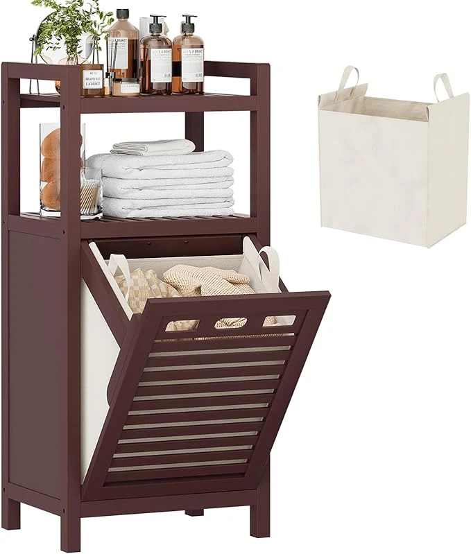 Effective Homykic Tilt Out Laundry Hamper Cabinet 10 Gal Bamboo Laundry Cabinet Smart