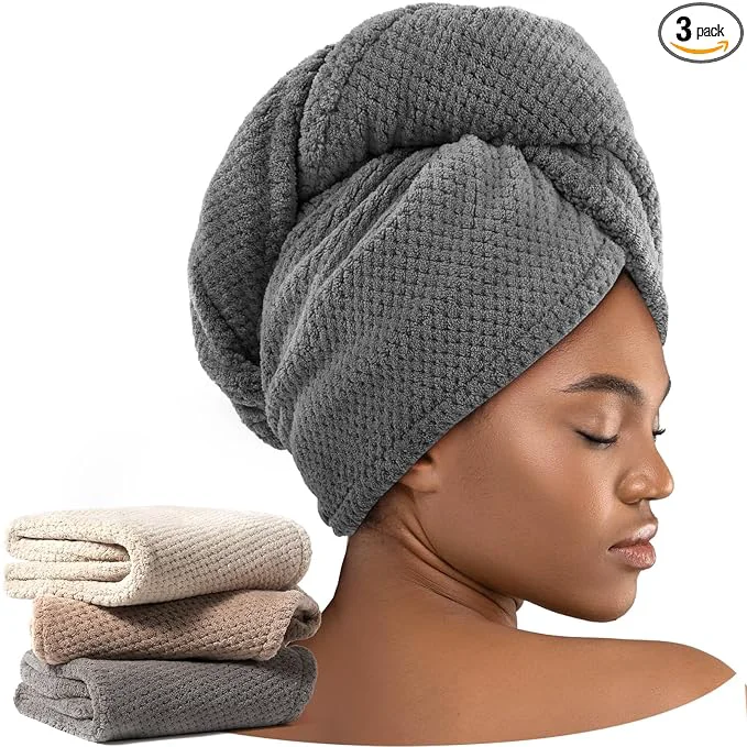 Certified Umisleep 3 Pack Microfiber Hair Towel Wrap User-Friendly