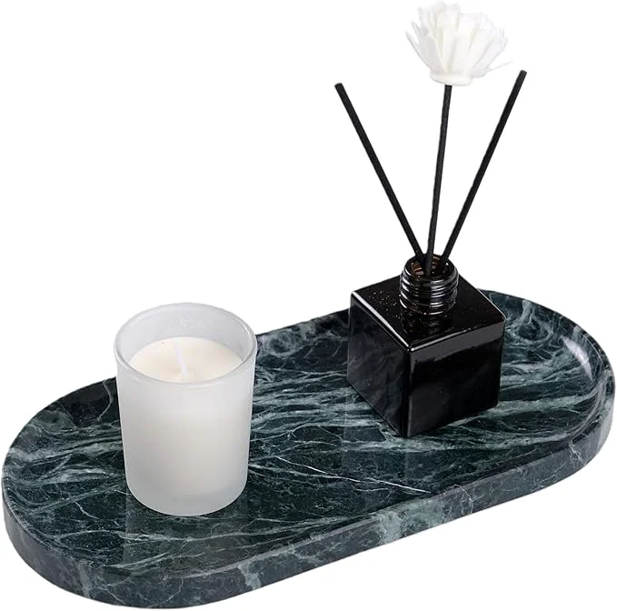 High-Grade Emerald Green Marble Tray Bathroom Jewelry Organizer Spa-Quality Perfume Crafted