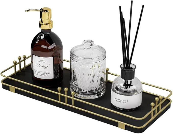 Original Design Bathroom Vanity Tray for Countertop Toiletries Perfume Makeup Soap Dispenser Detailed