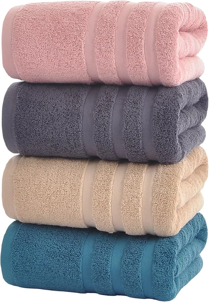 Smooth Bath Towels 4 Pack 30 x 60 Inches Large Cotton Towels Comfortable World-Class