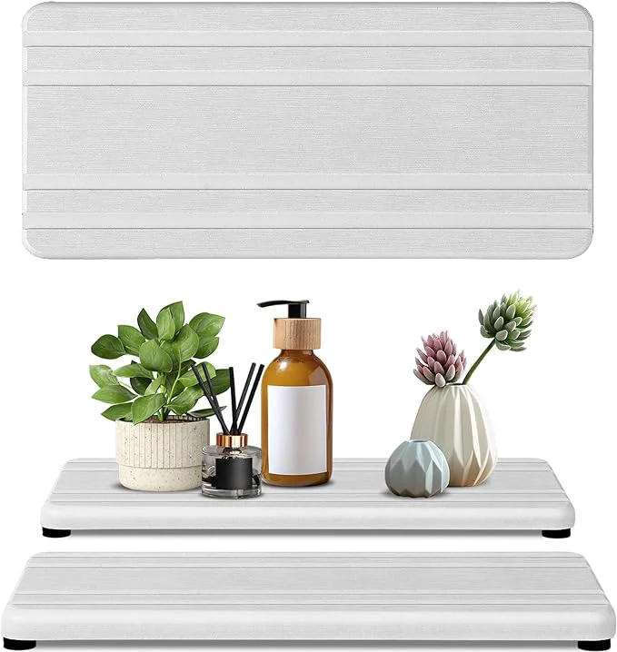 Secure 2PCS Water Absorbing Stone Tray Quick Drying Stone Sink Tray Water Absorbent Efficient