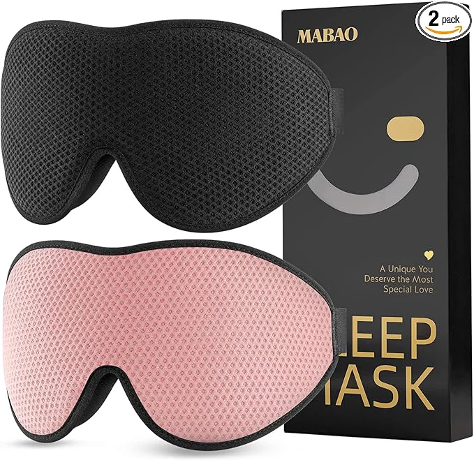 Smooth MABAO 2 Packs Sleep Mask for Side Sleeper Eye Mask for Sleeping Women Men Elegant