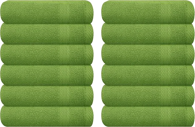 Convenient GLAMBURG Ultra Soft 12-Piece Washcloths Set 13x13- Ringspun Cotton Practical