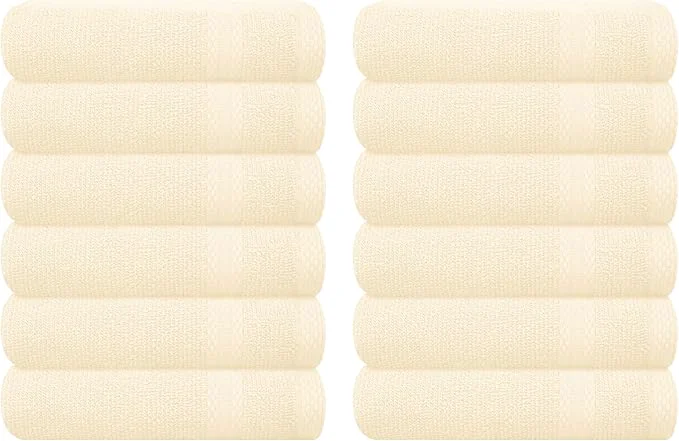 Selected GLAMBURG Ultra Soft 12-Piece Washcloths Set 13x13- Ringspun Cotton Secure