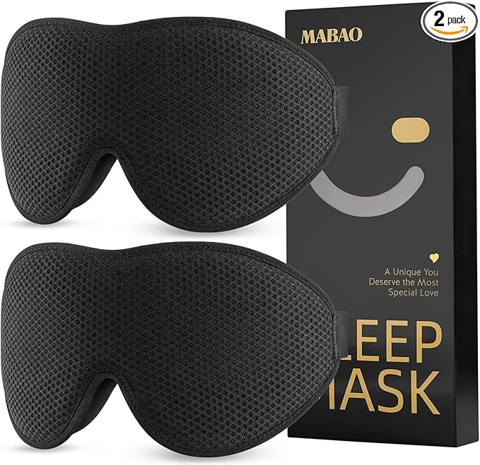 Crafted MABAO 2 Packs Sleep Mask for Side Sleeper Eye Mask for Sleeping Women Men Reusable