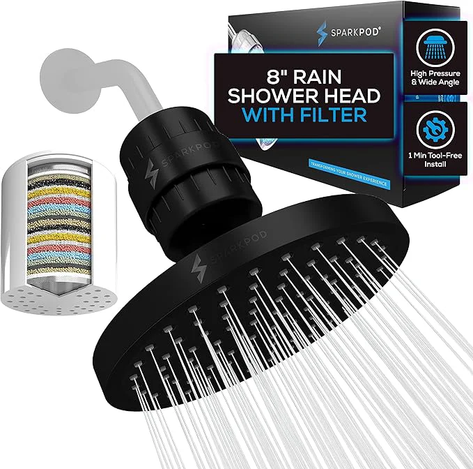 Advanced SparkPod Luxury Filtered Shower Head Set 23 Stage Shower Filter Natural