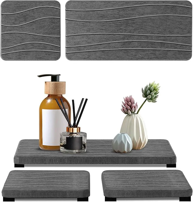 Optimized 3PCS Water Absorbing Stone Tray Fast Drying Stone Sink Tray Stones Soap Trays Natural