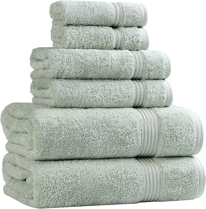 Safe Superior Egyptian Cotton 6-Piece Towel Set Bathroom Essentials Towels Practical