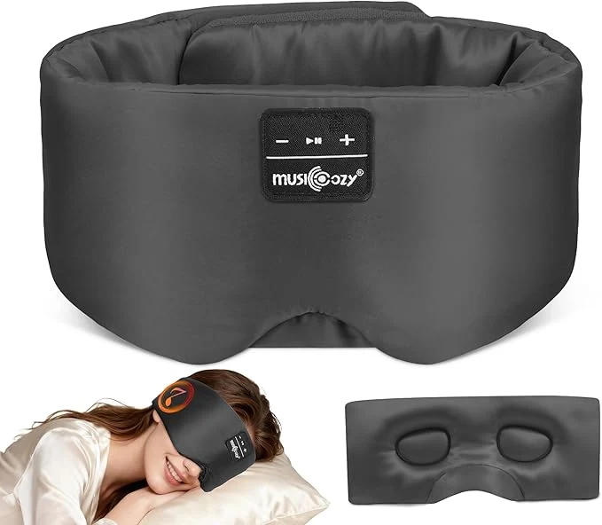 Premium MUSICOZY 3D Silk Bluetooth Sleep Mask Headphones Mulberry Silk Eye Mask Organic
