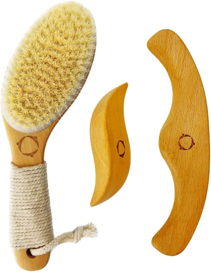 Certified Dry Brushing Body Brush for Lymphatic Drainage-Vegan Dry Brush Genuine