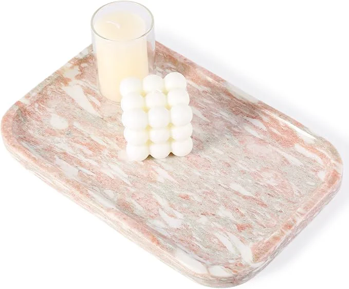 Environmentally Friendly Karibiber Marble Vanity Tray Marble Bathroom Tray Countertop Decorative Tray Practical