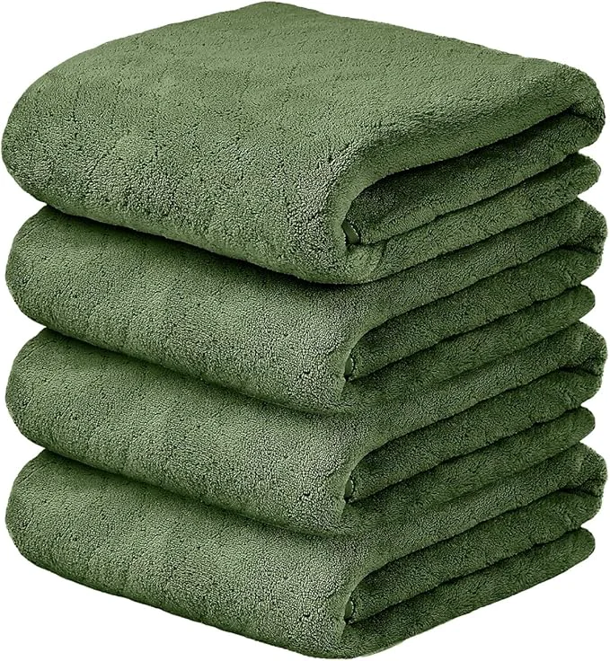 Safe JML Pack of 4 Bath Towels Large Microfiber Towel Set Ultra Soft Super Exceptional