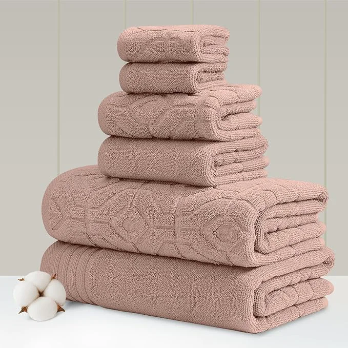 Excellent Modern Threads 6 Piece Cotton Bath Towel Set – Ultra Soft 550 GSM Towels –