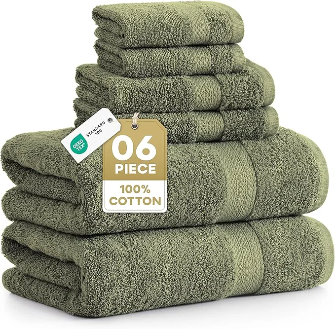 Easy-to-Use LANE LINEN Luxury Cotton Bath Towel Pack of 6 Efficient