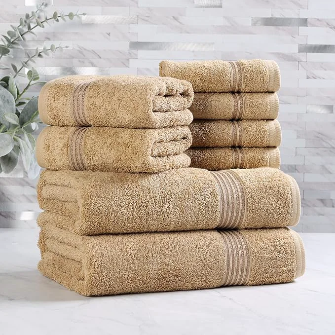 Fast Superior Egyptian Cotton 8-Piece Towel Set Guest Bath Decor Essentials Durable