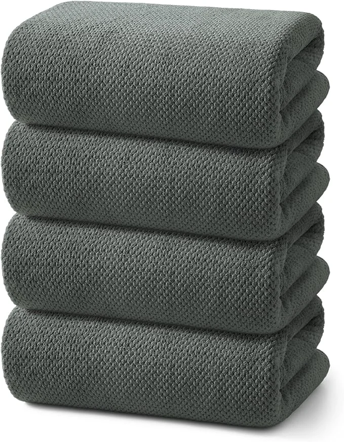 Recyclable REDKISS 4 Pack Premium Bath Towels Plush Coral Fleece Towels Stylish