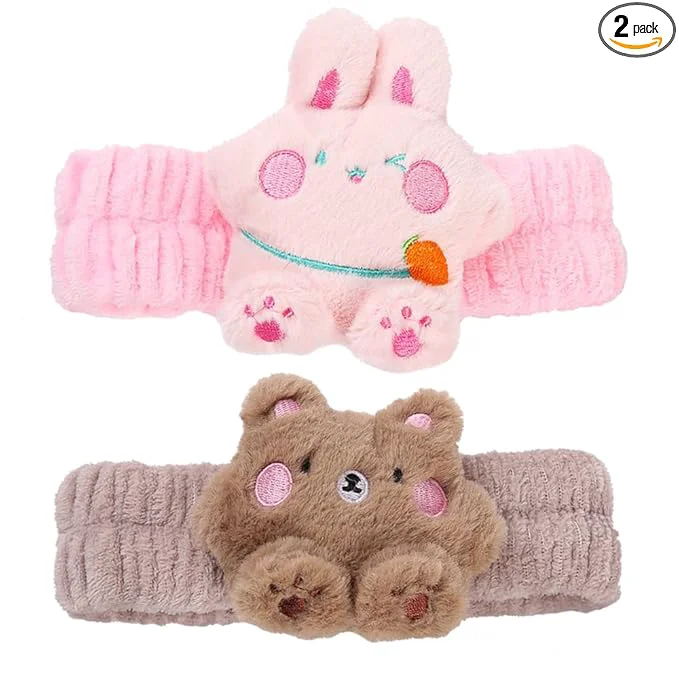 Quality SIGHT Kawaii Spa Headband Set 2 Pack Cute Soft Coral Fleece Makeup and Premium Material