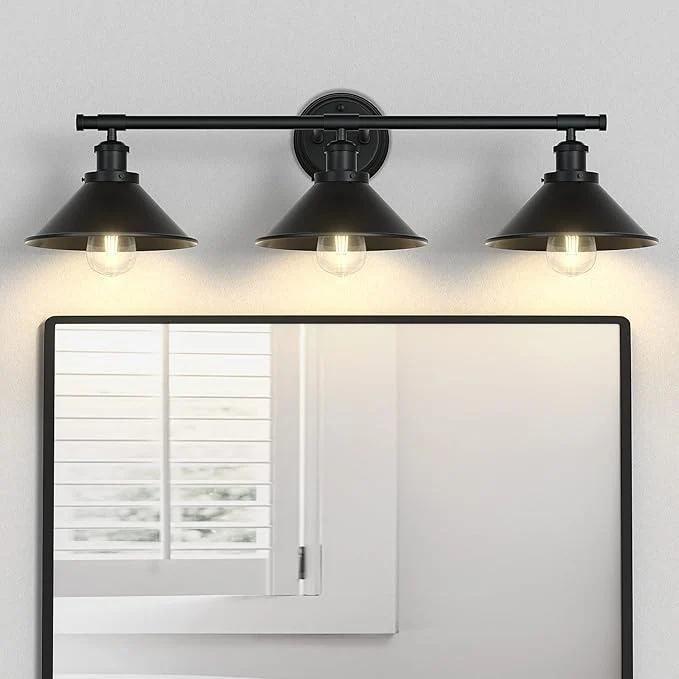 Luxury Licperron 3-Light Black Bathroom Vanity Light Fixtures Over Mirror Farmhouse High-Performance