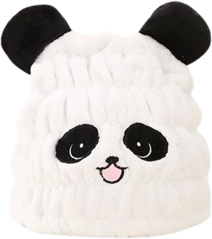 Fashionable Microfiber Hair Towel Wrap for Kids Panda Dry Hair Cap Suck Water Absorbent Relaxed