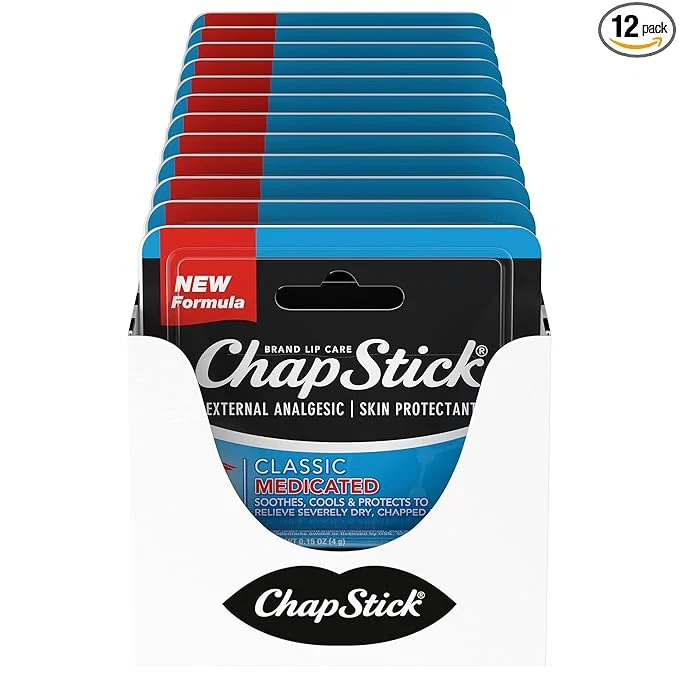 Enhanced ChapStick Classic Medicated Lip Balm Tubes Chapped Lips Treatment and Skin Functional