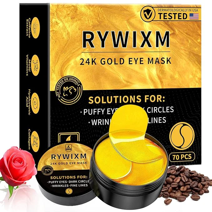 Sophisticated 24K Gold Eye Masks for Dark Circles and Puffiness 70PCS Under Eye Patches for Efficient