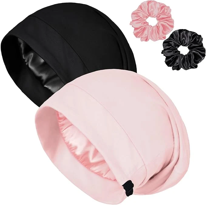 Convenient Satin Bonnet for Sleeping Night Cap Adjustable Satin Lined Silk Bonnets Sleep Natural