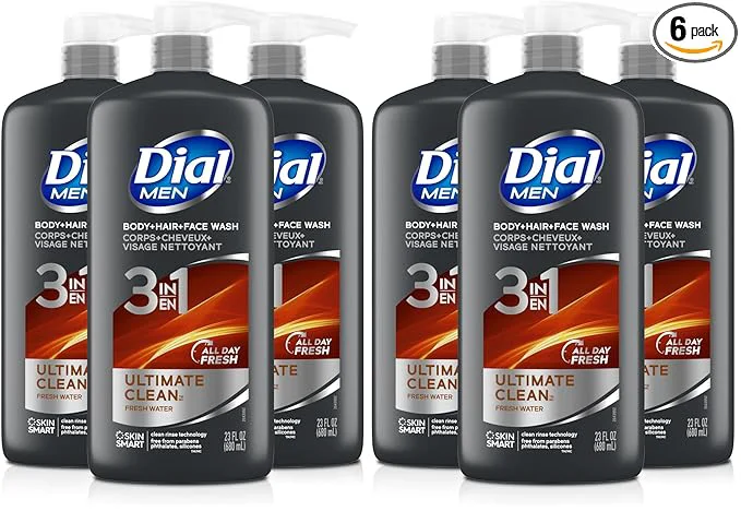 Responsible Dial Men 3 in 1 Body Hair and Face Wash 16 Fl Oz Cleanses Deep Gentle on Convenient