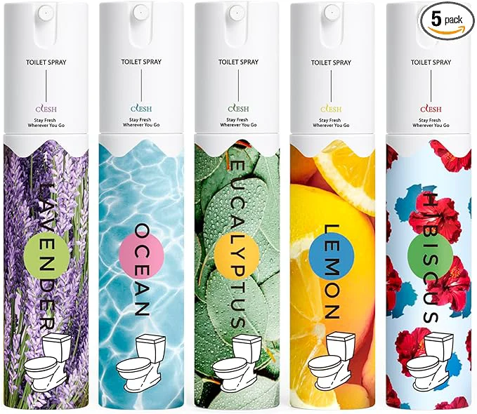 Smooth Travel Size Toilet Spray Bathroom Odor Eliminator 5 Pack 1 fl oz Each Advanced