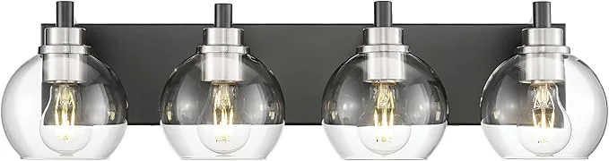 Next-Generation Bathroom Light Fixtures 4-Light Black and Brushed Nickel Bathroom Vanity Light First-Class