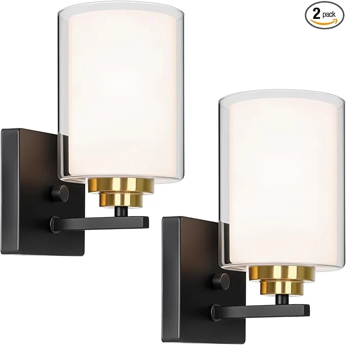 Trendy Set of 2 Wall Sconces for Bathroom Modern Vanity Light Fixtures Farmhouse Solid
