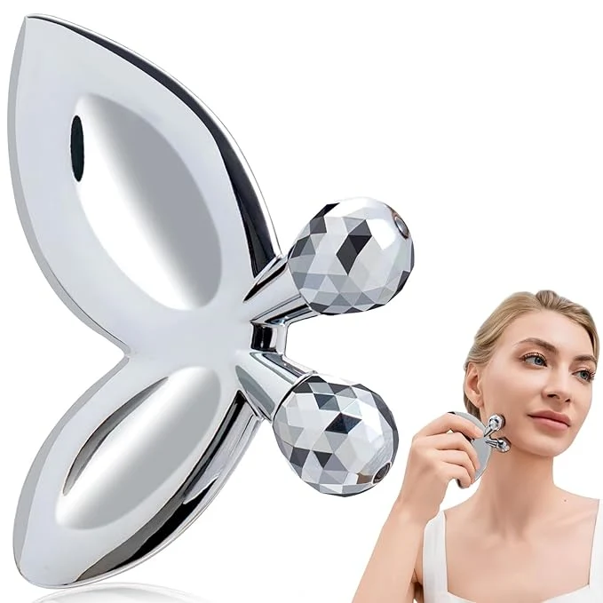 Reusable Stainless Steel Gua Sha Facial Tools 3D Butterfly Facial Roller Carefully Designed