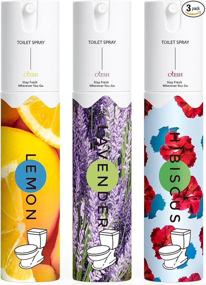 Easy-to-Use Travel Size Toilet Spray Bathroom Odor Eliminator 3 Pack 1 fl oz Each Natural