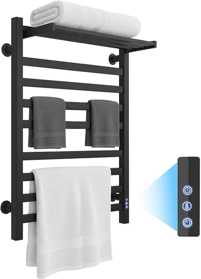 Elegant 8-Bar Towel Warmer with with Top Warmer Shelf Electric Towel Rack Set with Environmentally Friendly