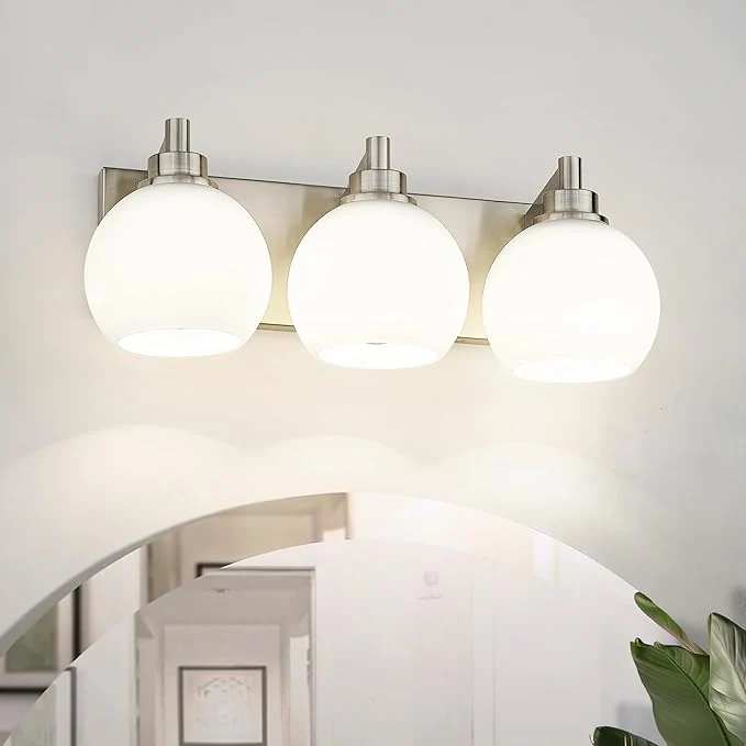 Certified Bathroom Light Fixtures 3-Light Brushed Nickel Vanity Light Modern Wall Refined