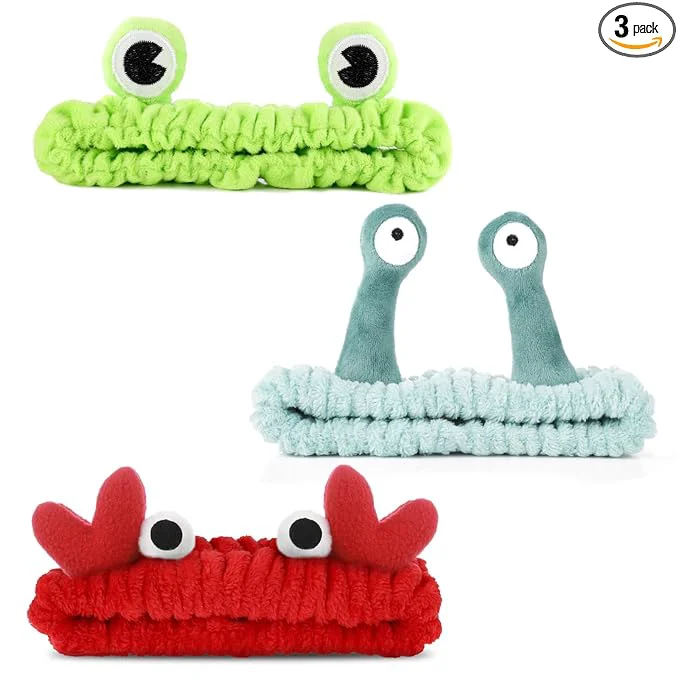 Clean WLLHYF 3 Pack Spa Headband Face Wash Hairband Facial Makeup Head Wraps Cartoon Lightweight