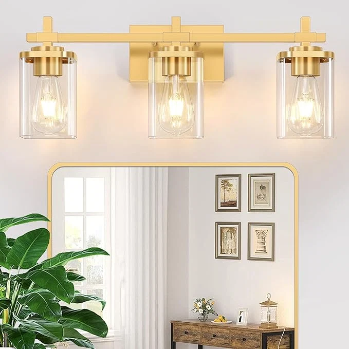 Genuine 3-Lights Gold Bathroom Light Fixtures Bathroom Vanity Light Over Mirror Responsible