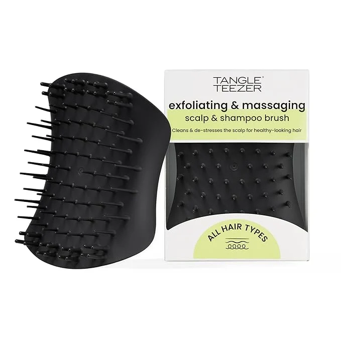 Green Tangle Teezer Scalp Shampoo Hairbrush to Exfoliate and Cleanse Onyx Black Contemporary
