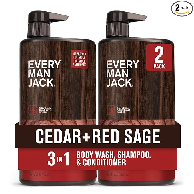 Fashionable Every Man Jack Cedar Red Sage Mens 3-in-1 All Over Wash Natural