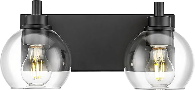 Authentic Bathroom Light Fixtures 2 Light Matte Black Vanity Light Modern Wall Sconces