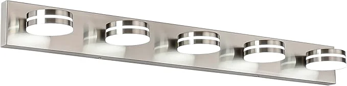Effective Brushed Nickel Bathroom Light Fixtures Over Mirror 5-Light Bathroom Vanity Unique