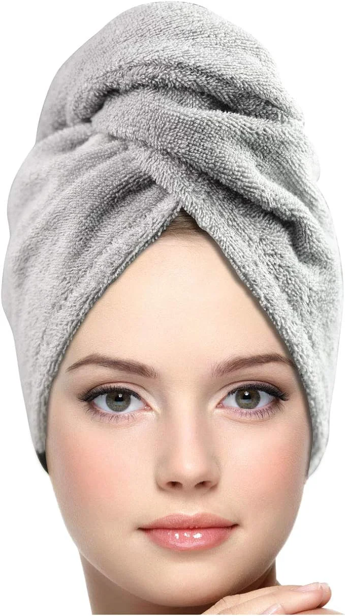 Natural KEEPOZ Hair Towel Wrap Quick Dry Cotton Super Absorbent Turban Head Wrap Dependable