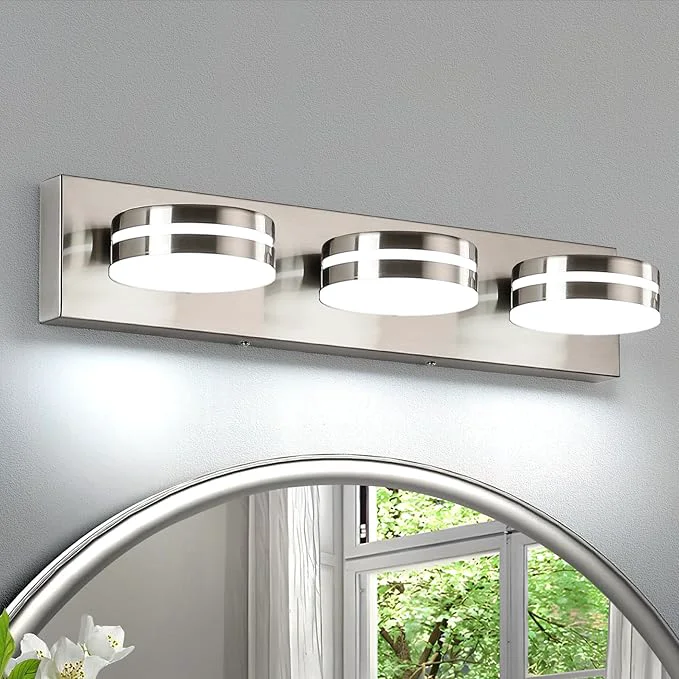 Unique 3-Light Bathroom Vanity Light Brushed Nickel Bathroom Light Fixtures Over World-Class
