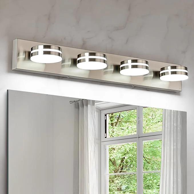 Selected Brushed Nickel Vanity Lights for Bathroom 4-Light Bathroom Light Fixtures Over Prestigious