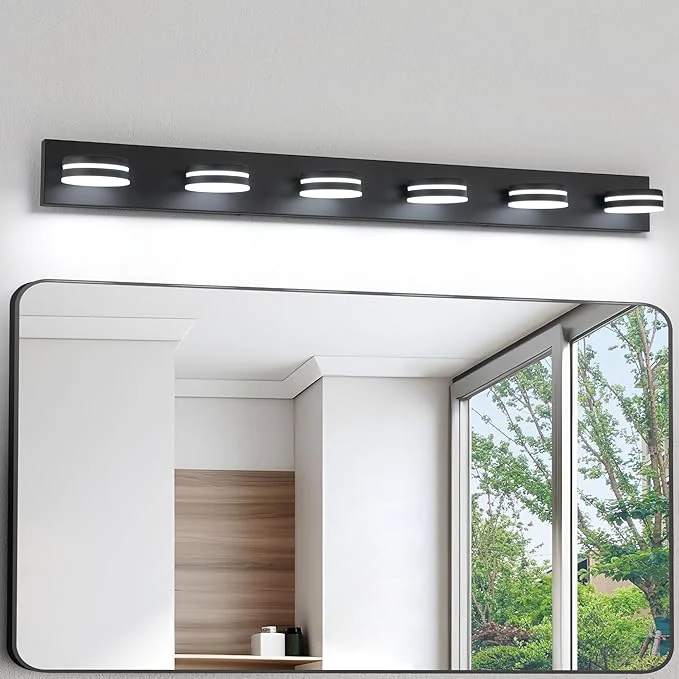Effective 6-Light Bathroom Vanity Light Over Mirror Matte Black LED Vanity Lighting Sustainable
