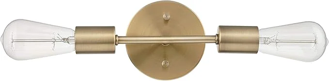 First-Class Globe Electric 2-Light Vanity Light Matte Brass Open Socket Horizontal Clean