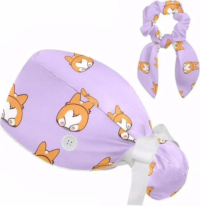 Efficient Adjustable Brown Dachshund Dog Blue Surgical Scrub Cap Soft