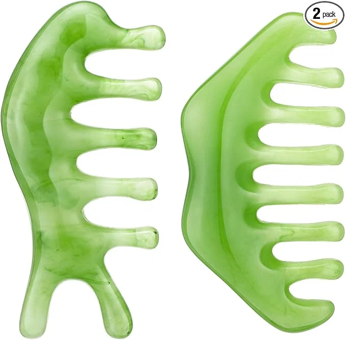 Healthy Geiserailie 2 Pcs Jade Combs Esthetician Supplies Massage Stone Hair Gua Sha Expertly Made