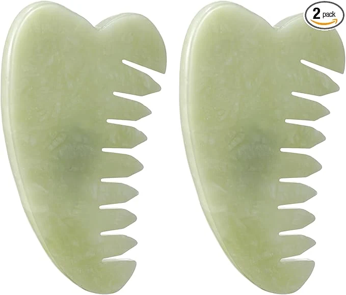Premium Material Geiserailie 2 Pcs Jade Combs Esthetician Supplies Massage Stone Hair Gua Sha Dependable